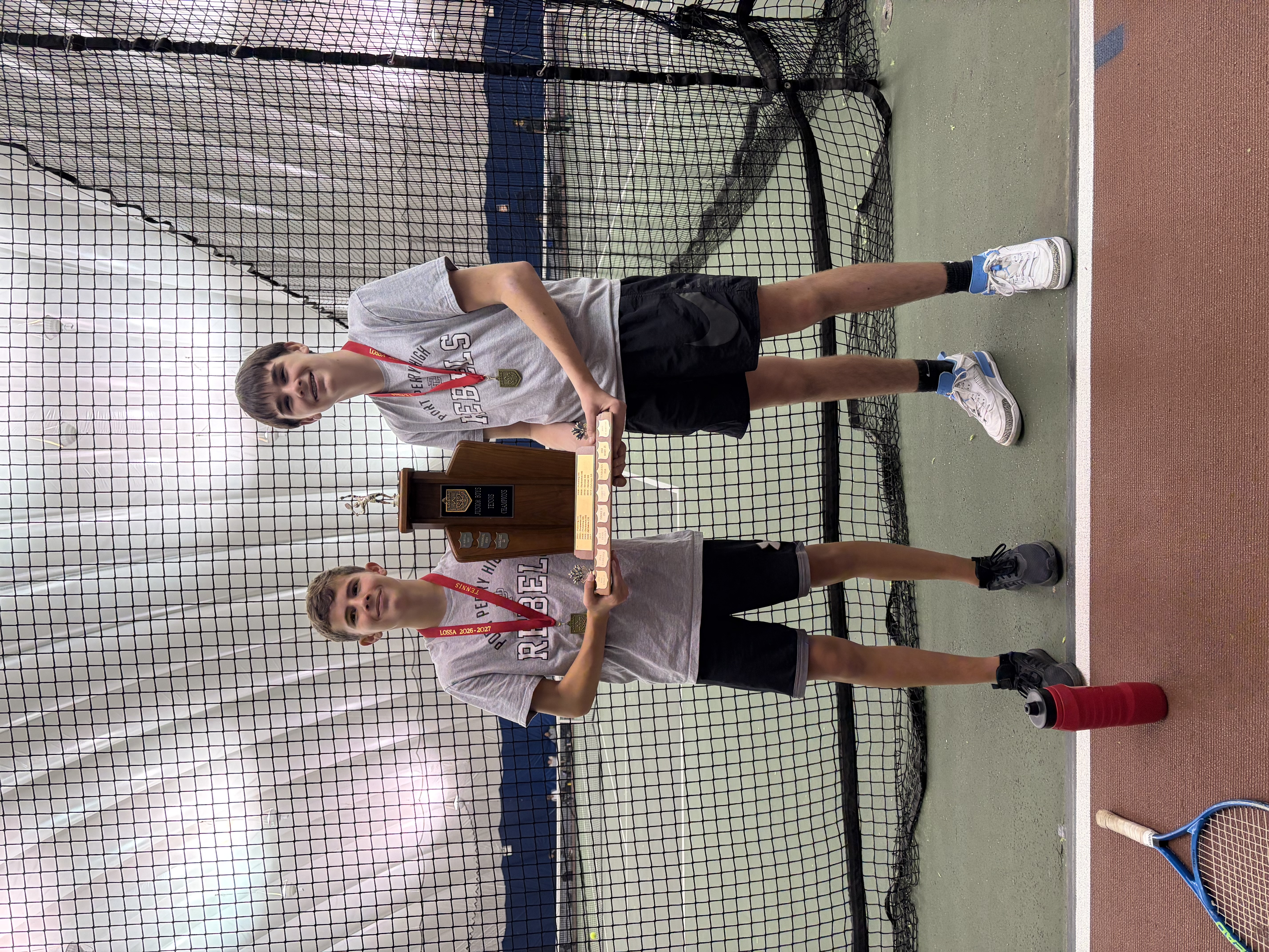 Dale and Landen celebrating their LOSSA tennis win